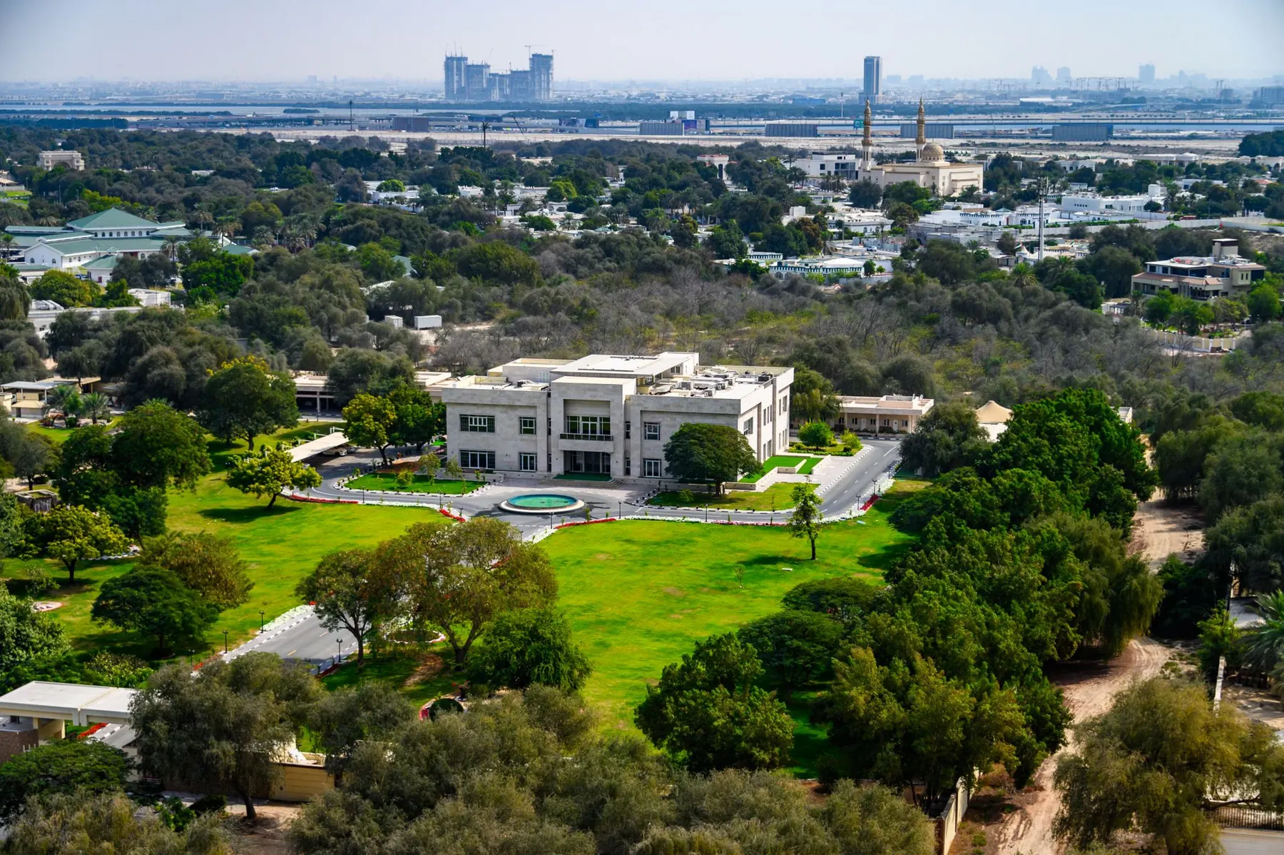 Green residential landscape in east Dubai